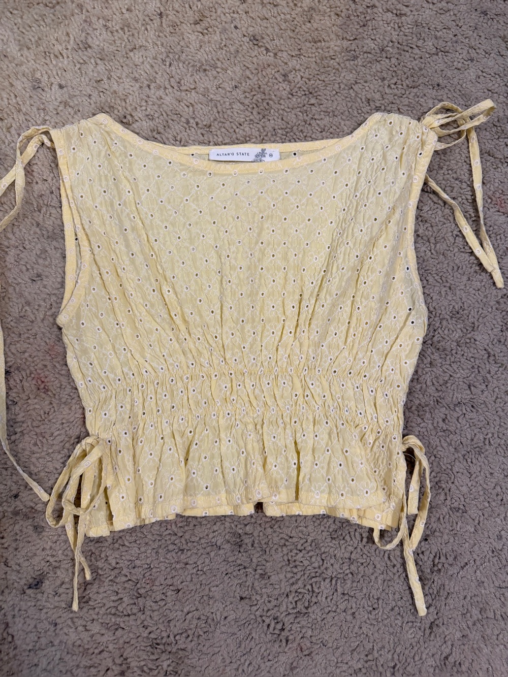 Alter'd State Yellow Eyelet Blouse Size XS